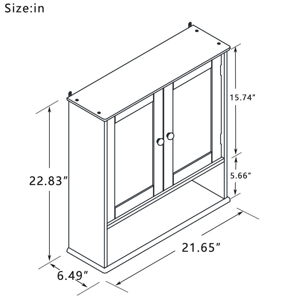 MAYEERTY Bathroom Wall Cabinet, Double Mirror Doors with Storage Shelves
