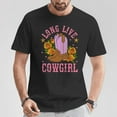 thumbnail image 2 of Long Live Western T-Shirt, Country Southern Cowgirl Tee with Rustic Rodeo Graphic, Vintage Western Style Shirt for Women, Farm Life and Cowboy Culture Celebration Apparel, Rodeo , Size S, Color Black, 2 of 3