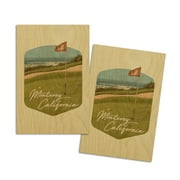 Monterey, California, Golf Green, Oil Painting, Contour (4x6 Birch Wood Postcards, 2-Pack Stationary, Rustic Home Wall Decor)