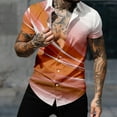 thumbnail image 2 of JINMGG Mens Tops under $5,Men Fashion Casual Buttons Printing Turndown Short Sleeve Shirt Blouse Orange XXL, 2 of 6