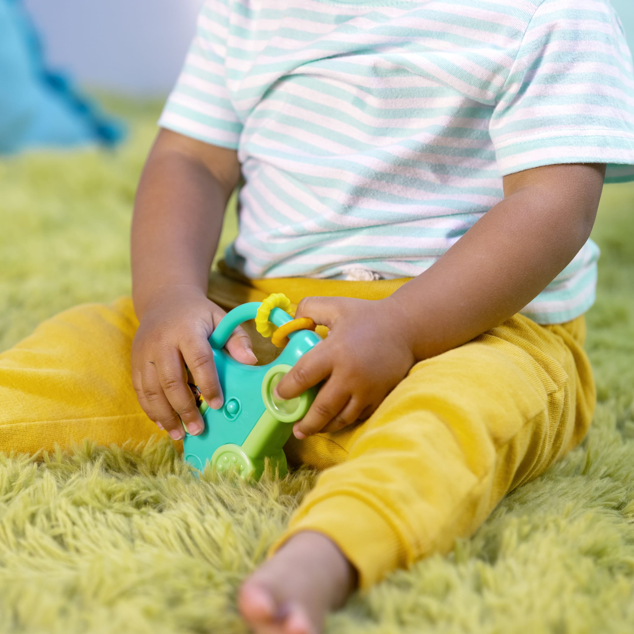 Bright Starts Safari Driver Take Along Baby Toy, Monkey, Unisex Blue, Infant