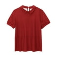 thumbnail image 4 of AKEGAMN Summer Solid Round Neck T-Shirt - Breathable, Loose Casual, Polyester, Red 5XL, Size S-5XL, 4 of 5