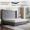 thumbnail image 6 of VanAcc Velvet Upholstered Platform Bed Frame with Button Tufted Wingback Headboard, Grey, Queen, 6 of 9