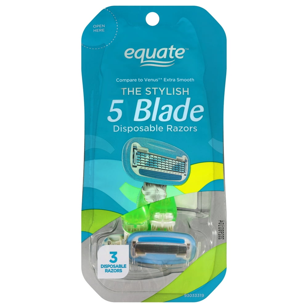 Equate Women's 5 Blade Disposable Razors, 3 Count