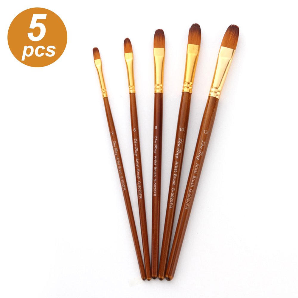 5pcs Paint Brushes Set Kit Round Pointed Brushes with Nylon Hair for