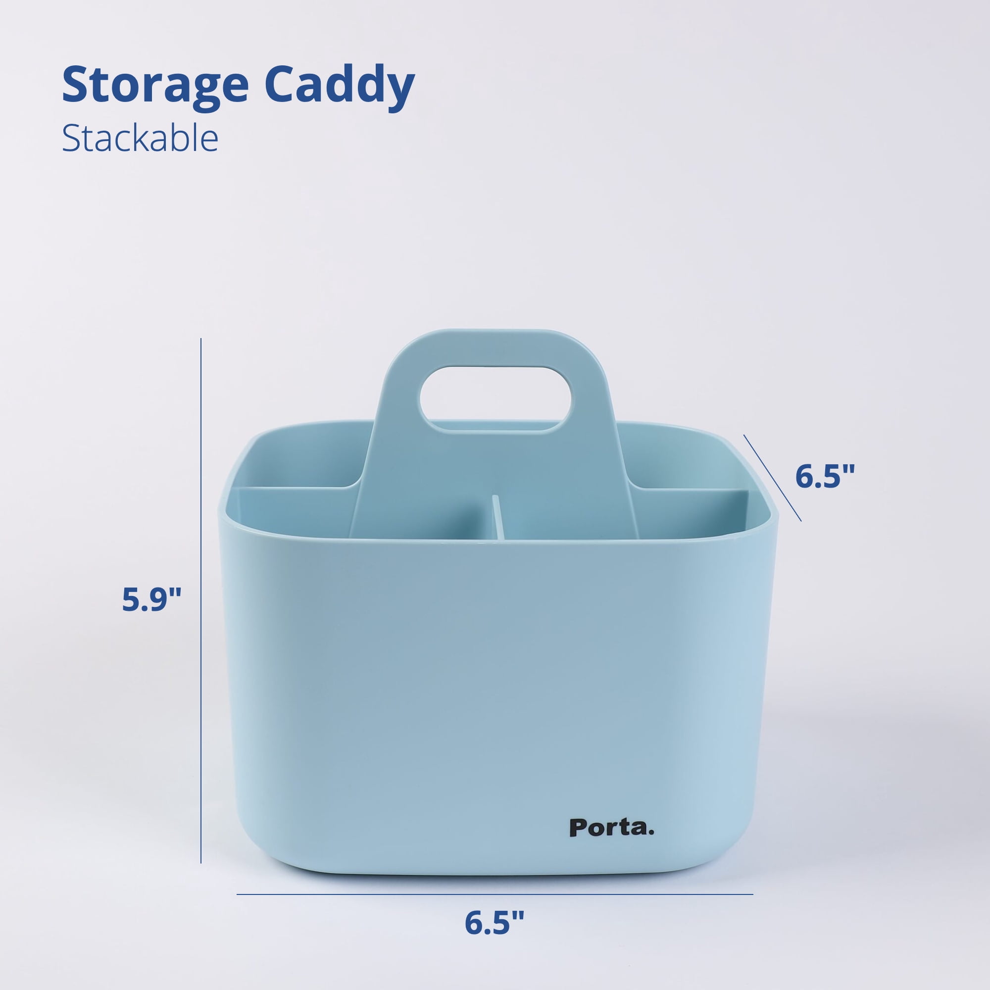Blue Ginkgo Plastic Portable Square Storage Caddy, Blue