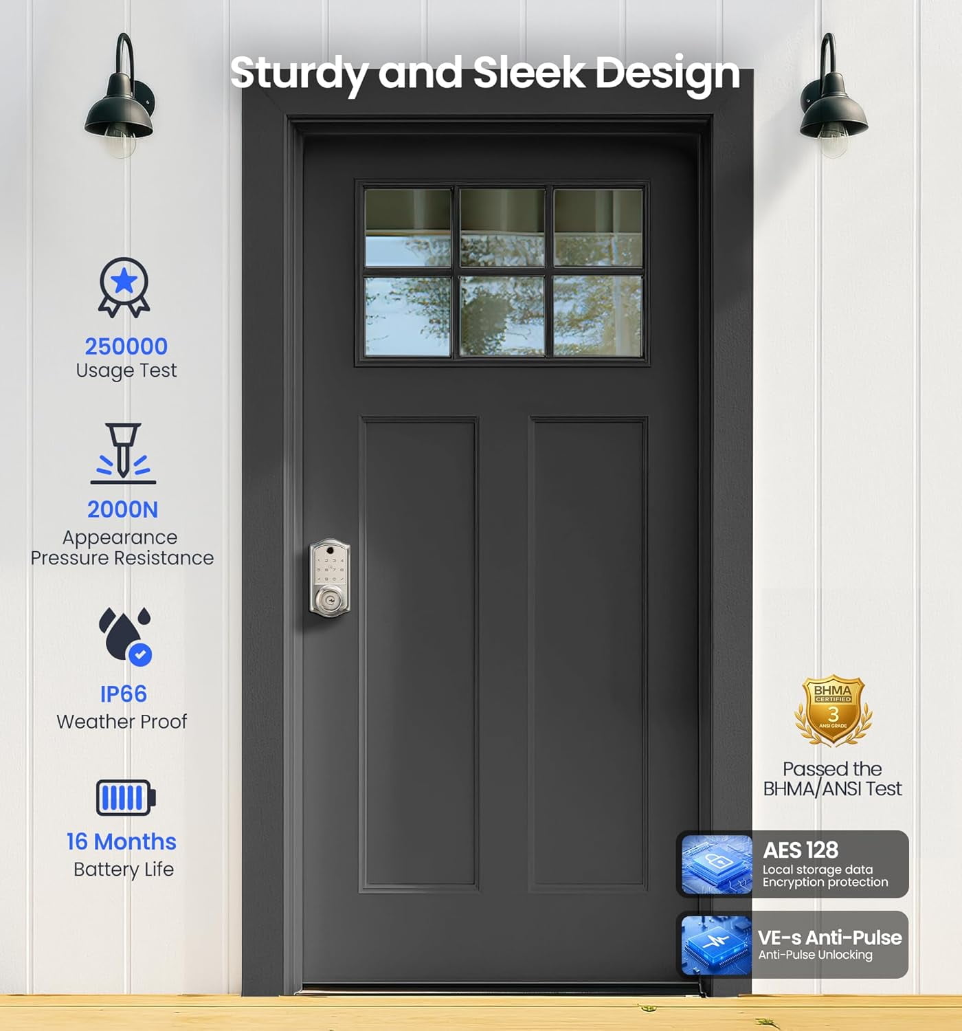 Veise Fingerprint Smart Knob Handle Lock, Keyless Entry, App Control, Electronic Digital Keypad, Remote Access Sharing, Auto Lock, Satin Nickel