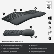 Logitech ERGO Series K860 Wireless Ergonomic Keyboard - Split Keyboard, Wrist Rest - Graphite