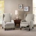 thumbnail image 3 of GDF Studio Weyland Contemporary Fabric Pushback Recliner, Set of 2, Taupe Tweed and Dark Brown, 3 of 13