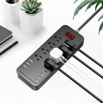 Usmixi up to 50% Off US Standard 2500W Power Strip Household Extension Board Socket with Control Buttons 8 Socket 6 USB Ports 2 Type-C Ports Plug Board