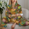 thumbnail image 6 of Picia Colorful Circle Pattern Women’s Long-Sleeve Sleepwear Set - Soft 2-Piece Loungewear with Pockets, Comfy PJs for Relaxing Nights-X-Large, 6 of 7