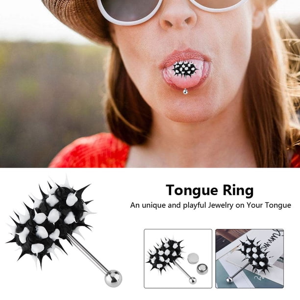 wand vibrator sex toy OTVIAP Vibrating Stainless Steel Tongue Ring Stud Barbell, Body Piercing  Jewelry, Silicone Head, Includes Batteries main image 1