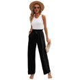 thumbnail image 2 of Women'S Wide Leg Lounge Pants with Pockets High Waisted Adjustable Tie Knot Loose Trousers Black XXL, 2 of 8