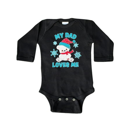 

Inktastic Polar Bear My Dad Loves Me in Santa Hat with Snowflakes Gift Baby Boy or Baby Girl Long Sleeve Bodysuit