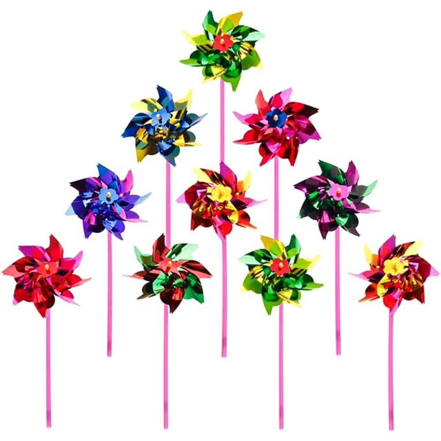 Paquete de 36 hilanderos de viento de plástico arcoíris de 15x36,5 cm para decoración de césped y jardín, decoración divertida de carnaval, colores brillantes
