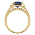 thumbnail image 4 of Clara Pucci 14K Yellow Gold 2.52 Simulated Blue Sapphire Engraveable Engagement Ring + Wedding Band Set, 4 of 7
