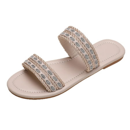 

Slippers Women Women Shoes Flat Bottom Non Slip Beach Open Toe Shoes Pu White 39