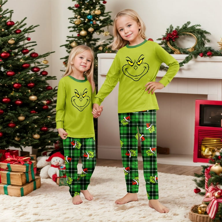 Christmas Grinch Family Matching Pajamas Sets, Green Christmas