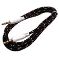thumbnail image 2 of Braided Gold Plated 3.5mm Plug Male to Male Stereo Auxiliary Aux Cord Cable (12ft) for Beats Headphones, iPods, iPhones, iPads, Home / Car Stereos and More - Black, 2 of 2
