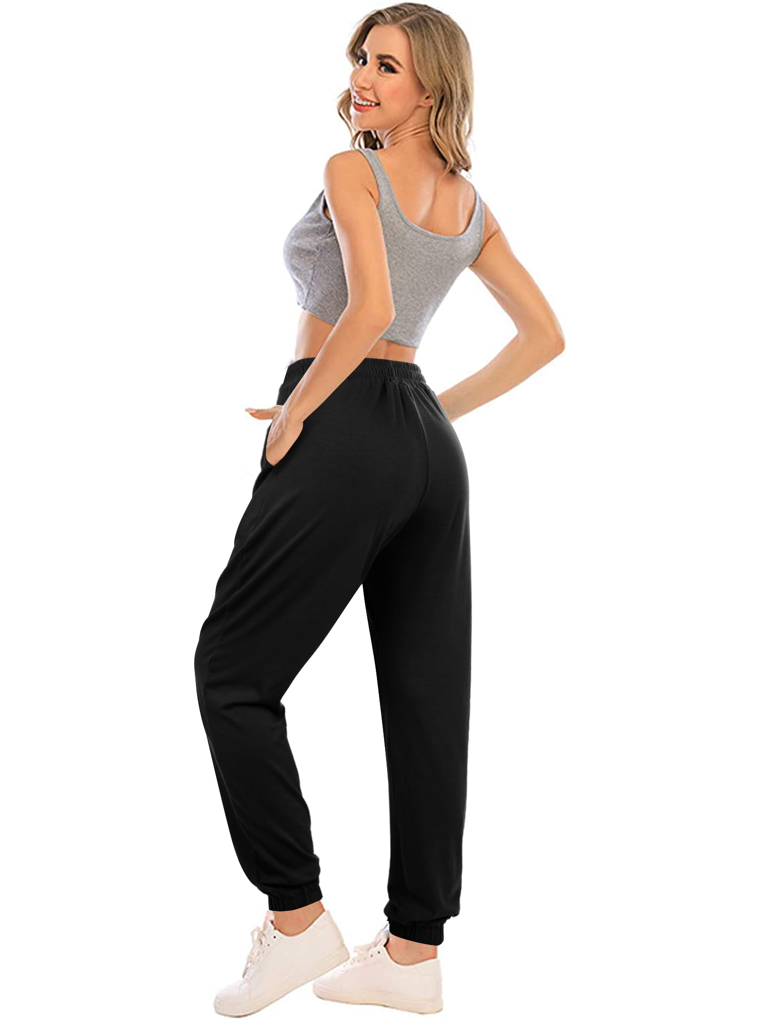 TARSE Women's Stretch Yoga Pants Soft Drawstring Workout Sweatpants Causal Lounge Pants Pockets Trousers 