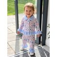 thumbnail image 5 of RUINIXCW Toddler Baby Girl Spring Fall Winter Pajamas Set Kids PJS Sleepwear Floral Print Ruffled Button Down Collar Long Sleeve Shirt Tops Pants Set, 5 of 10