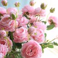 thumbnail image 1 of Peonía artificial de 3 cabezas con núcleo de rosa occidental, decoración para el hogar, boda, pared, flor falsa, 1 of 5