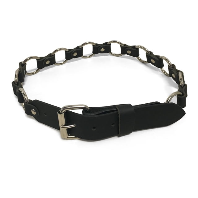 1-1/2" Handmade Genuine Solid Black Buffalo Leather and O-Ring Belt