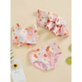 thumbnail image 3 of Bagilaanoe Toddler Baby Girls Swimsuits 3 Piece Bikinis Set Floral Print Sleeveless Tank Tops + Shorts + Hat 6M 12M 18M 24M 3T 4T Kids Swimwear Bathing Suit Beachwear, 3 of 8