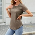 thumbnail image 5 of DDAPJ pyju Womens Lace Short Sleeve Tops Dressy Casual Blouses Pleated Work Dressy Shirts Holiday Outfits Lightning Sales of The Day Khaki XXL, 5 of 8