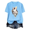 thumbnail image 3 of Tops de Cuello Alto para las Mujeres Amante Impreso Camiseta Cuello Redondo Manga Corta, Poliéster Spandex, 3 of 6