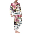 thumbnail image 2 of Daiia Bird and Floral for Men's Long-Sleeved Pajama Set – Soft & Comfortable Sleepwear Button-Up Pajamas Cozy Lounge Wear-Large, 2 of 7