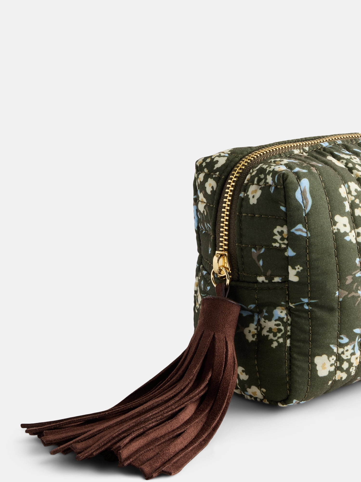 Scenario Women's Zip Pouch with Fringe Tassel, Olive Rich