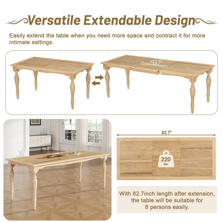 Euroco 7PC Expandable Solid Wood Dining Set for 6-8 with Removable