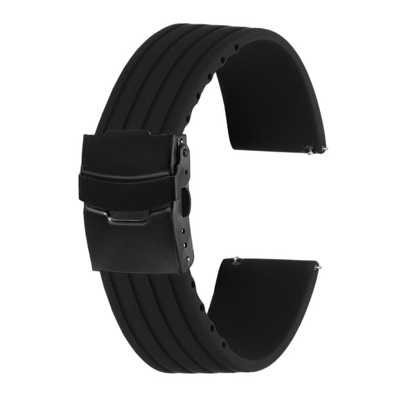 Uxcell Silicone Watch Bands 24mm Width Soft Quick Release Rubber Watch Bands with Black Snap Buckle for Men Women, Black