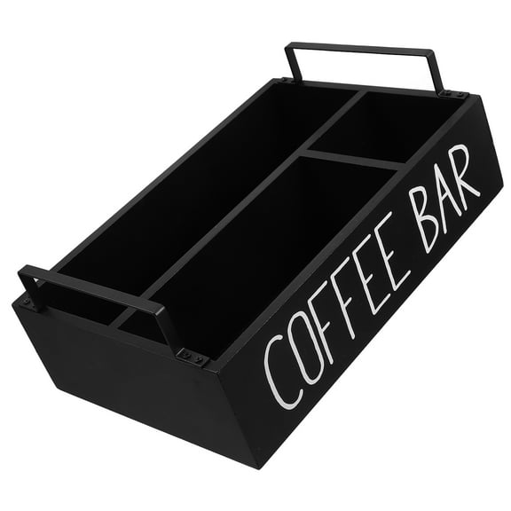 HONMEET 1Pcs Counter Top Tea Bag Organizer Box Black Wood for Home and Office Use