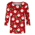 thumbnail image 5 of Giftesty Womens Shirts Plus Size Clearance Women's Fashion Christmas Printed T-Shirt 3/4 Sleeves Blouse Round Neck Casual Tops, 5 of 5