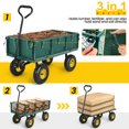 thumbnail image 3 of Funcid Steel Garden Cart with Removable Sides, Heavy Duty Yard Cart with Liner, 660 LBS Capacity Wagon, Rotating Handle, 10" Tires Wheels, Perfect for Garden Farm Yard, Green, 3 of 8