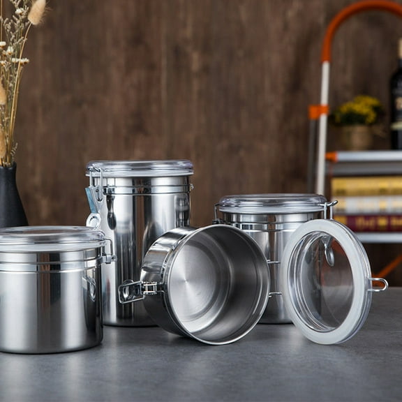 UPKOCH 1Set Airtight Storage Box Stainless Steel Sealed Food Container Silver for Home Kitchen