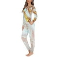 thumbnail image 2 of Renewold Cozy Pajamas Set for Women Jade Color Marble Print Sweatpants Long Sleeve Pullover Pajamas Sets Home Vacation Casual Pajama Lingerie Size M, 2 of 5
