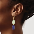 thumbnail image 3 of Sterling Silver Gold-Plated Prehnite And Blue Quartz Dangle Earrings (Width 13) (Length 53) - Jbsp, 3 of 5