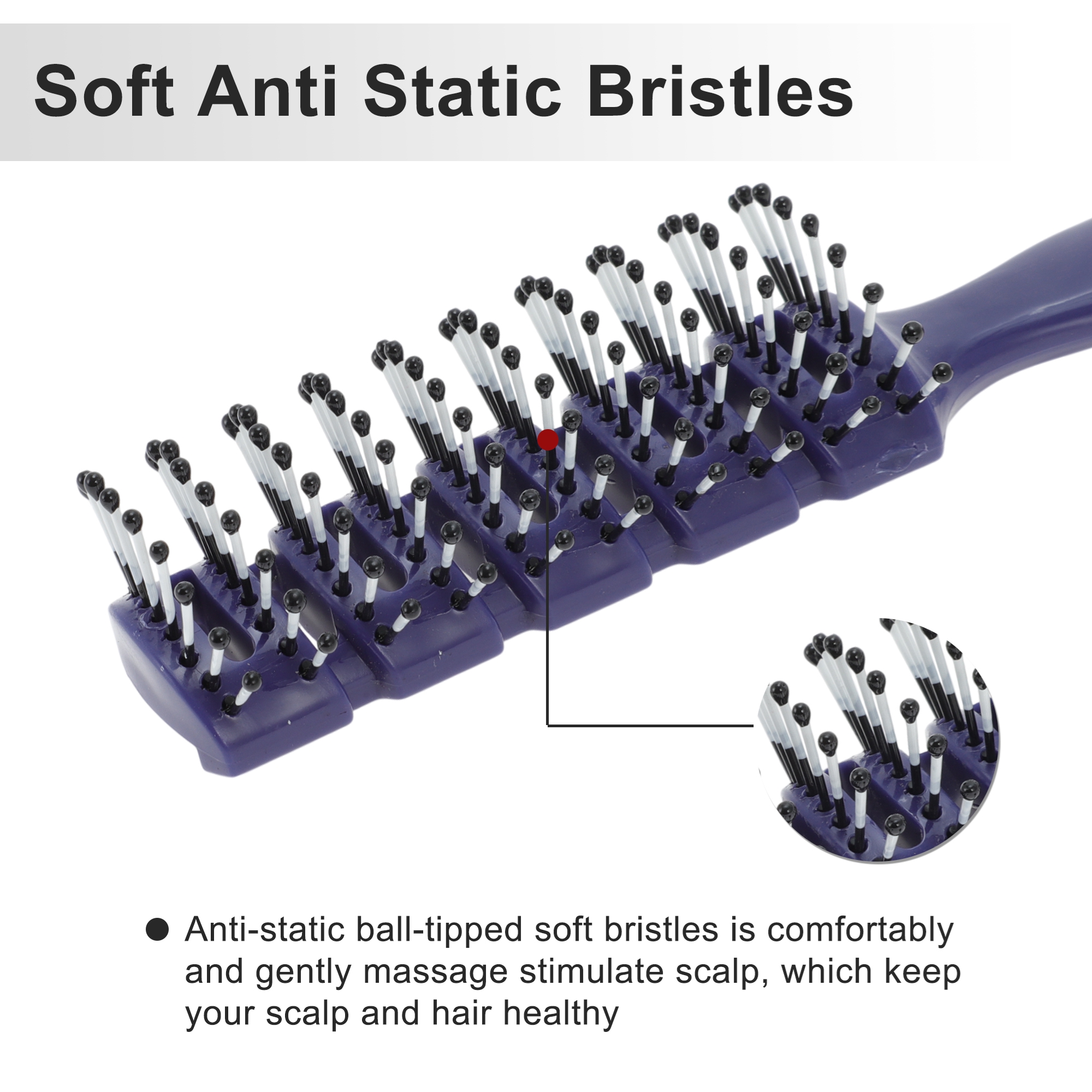 Unique Bargains Vented Hair Brush with Ball-Tipped Bristles for Wet Short Curly Hair