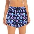 thumbnail image 2 of Rateoe star Skull flower crystal Printed 2 in 1 Women's Workout Shorts for Athletic Gym Running Shorts with Phone Pockets-Small, 2 of 7
