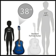 Ashthorpe 38-Inch Beginner Acoustic Guitar - Blue, Complete Starter Kit with Gig Bag, Extra Strings, Strap, and Lessons