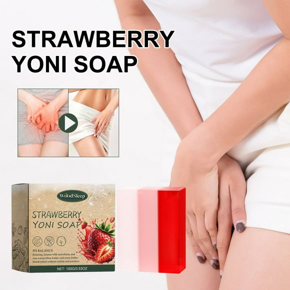 EARKITY Savon Yoni, Savon Yoni pour Femmes Équilibre du Ph, Savon Vaginal Lavage Féminin Savon Intime pour Femmes, Savon Soin Naturel Bio Yoni, Savon Gel Douche Jus de Fraise
