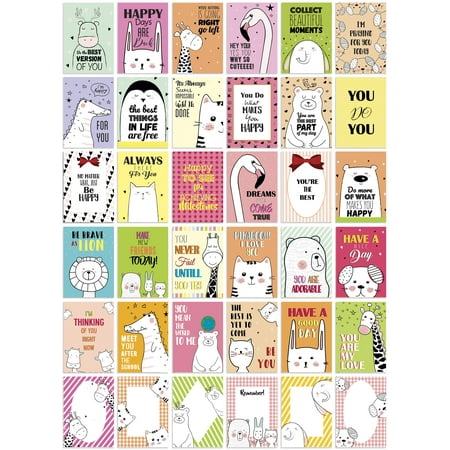 

Inkdotpot36 CardsLunchBoxNotes For Kids DailyInspirational Lines Happy Thoughts For Children Students Positive Affirmations Encouragement FunLunchNotes(Animal Theme)