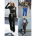 thumbnail image 4 of Sweatpants Women Fall Fashion Baggy Joggers Workout Lounge Comfy High Waisted Athletic Sweat Pants Black XL, 4 of 7