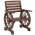 thumbnail image 1 of Outsunny Chaise de Patio Extérieure en Bois, Chaise Longue à Roues de Chariot, Carbonisée, 1 of 10