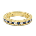 thumbnail image 4 of AFFY Simulated Blue Sapphire & White Cubic Zirconia Eternity Band Ring 14k Yellow Gold over Silver-6, 4 of 8