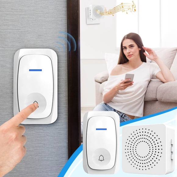 Wireless Doorbell Door Chime Kit Easy Installation Adjstable Volume 38 Melodies LED Flash,Black&friday Deals 2024,Cyber&Monday Deals 2024,PENDANE,White