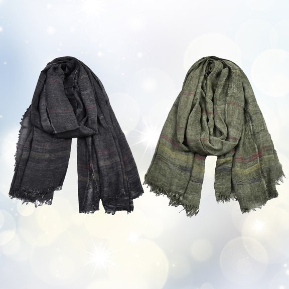 GOOHOCHY  2 Pcs Cotton and Linen Scarf Christmas Gift Woman